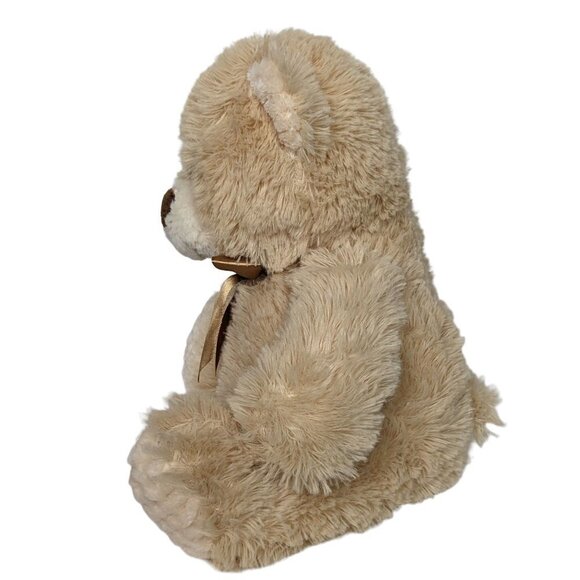 Best Made Toys Tan Teddy Bear Plush 11.5" Gold Bow - Picture 4 of 5